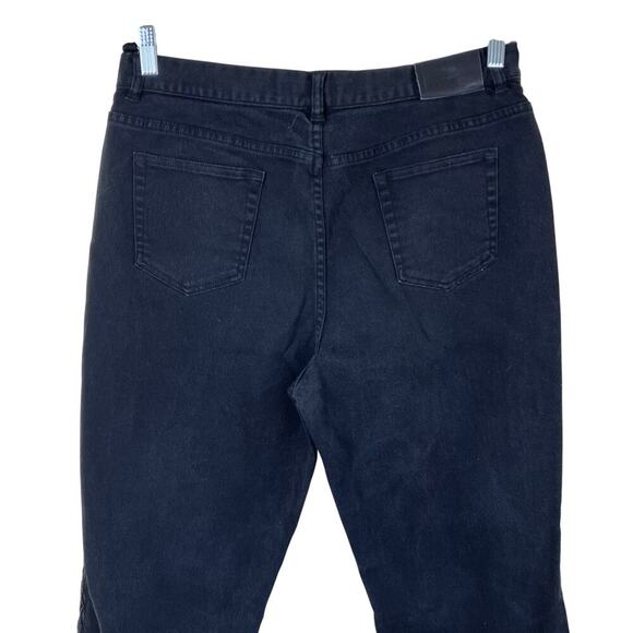 Lauren Ralph Lauren Sz 14 Aztec Beaded Black Pants Jeans Cotton Bootcut Relaxed - Picture 4 of 16